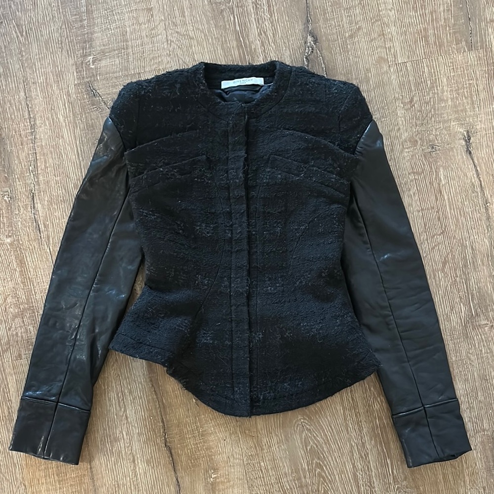 Givenchy Black Women's Jacket with Leather Sleeves